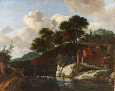 Kopcovitá krajina s vodním mlýnem od Jacob van Ruisdael
