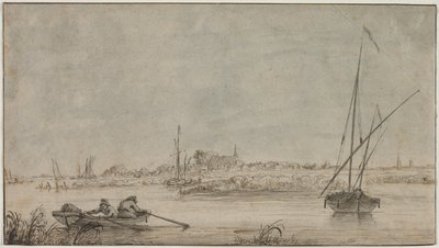 Pohled na Dordrecht od řeky od Jacob van Strij