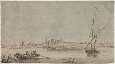 Pohled na Dordrecht od řeky, 1775-1815. od Jacob van Strij