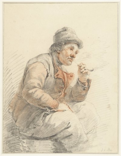 Sedící farmář kouřící dýmku od Jacob van Strij