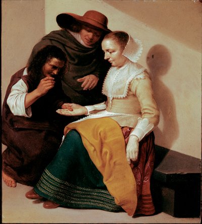 Věštkyně Obraz Jacoba Van Velsena (po 1625-c. 1656) 1631 Sun. 26x23 cm Paříž, musee du Louvre - Věštkyně, Jacob Van Velsen (po 1625-c.1656). Olej na mědi, 26 x 23 cm od Jacob van Velsen
