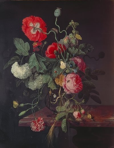 Květiny ve skleněné váze. 1667 od Jacob van Walscapelle