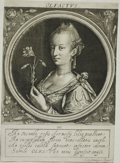 Čich, třetí deska z knihy Pět smyslů od Jacob van der Heyden