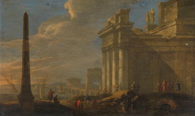 Pohled na italský přístav od Jacob van der Ulft (signed by artist)