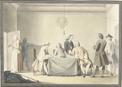 Setkání komisařů k převzetí Liberale Gifte neboli 50. medaile, 12. září 1747 od Jacobus Buys (signed by artist)
