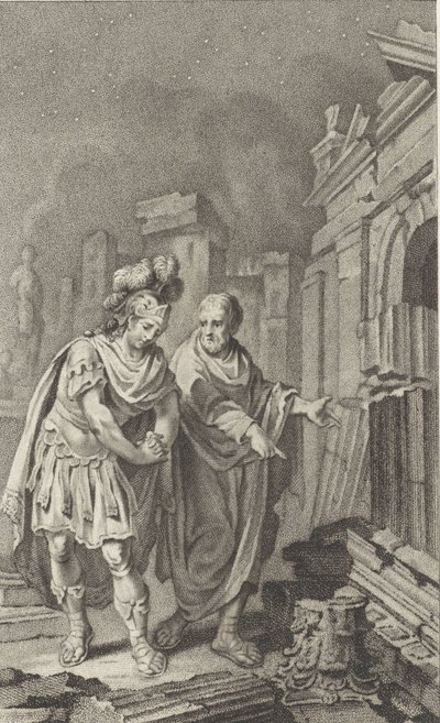 Scipio Aemilianus před ruinami Kartága ve společnosti Polybia, 1797. od Jacobus Buys