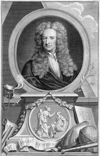 Isaac Newton 1642-1727, anglický matematik, astronom a fyzik, 1738 od Jacobus Houbraken