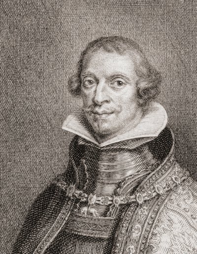 Španělský král Filip IV., Felipe IV., Portrét (rytina) od Jacobus Houbraken