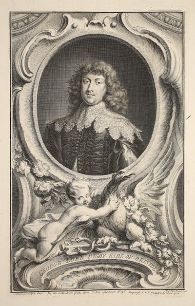 Portrét George, lorda Digbyho, hraběte z Bristolu, ilustrace z knihy "Heads of Illustrious Persons of Great Britain", vyd. Knapton, Londýn 1742. od Jacobus Houbraken