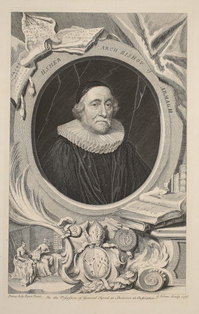 Portrét Ushera, arcibiskupa z Armaghu, ilustrace z 