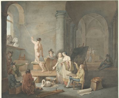 Kreslení modelu ve staré budově od Jacobus Johannes Lauwers