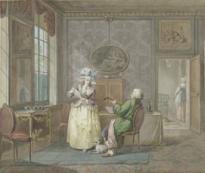 Hudební pár v interiéru od Jacobus Johannes Lauwers