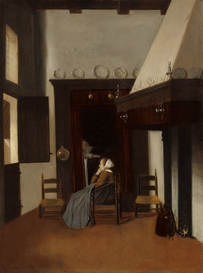 Mladá žena v interiéru, c. 1660. od Jacobus Vrel