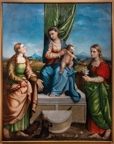 Thronende Madonna mit Jesuskind zwischen den Heiligen Katharina und Maria Magdalena, drittes Jahrzehnt des 16. Jahrhunderts von Jacopo (1510-92) Bassano