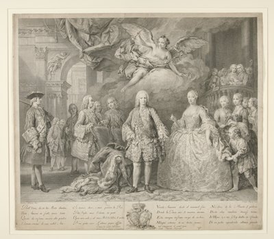 Ferdinand VI a jeho královna Maria Barbara z Braganzy se Scarlattim a slavným italským kastrátem Farinellim od Jacopo (after) Amigoni