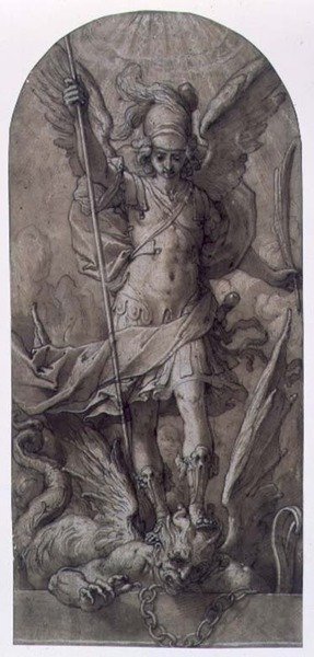 St. Michael (hnědý inkoust a hnědá barva) od Jacopo (attr.to) Ligozzi