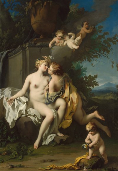 Flora and Zephyr, cca 1730 (olej na plátně) od Jacopo Amigoni