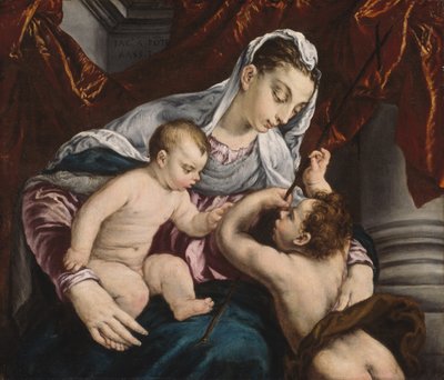 Panna a dítě s mladým svatým Janem Křtitelem od Jacopo Bassano