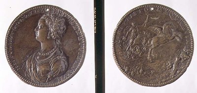 Portrétní medaile, líc zobrazující Hippolyta Gonzagu, rub možná zobrazující Juno na jejím voze (bronz) od Jacopo Nizzola da Trezzo