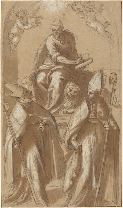 Svatý Marek se dvěma biskupy a Putti od Jacopo Palma il Giovane