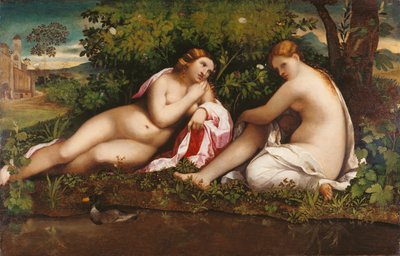 Dvě nymfy v klidu Jupiter a Callisto, c. 1520. od Jacopo Palma il Vecchio the Elder