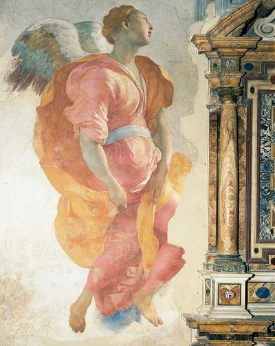 Giacomo Caruccin arkkienkeli Gabriel, joka tunnetaan nimellä Pontormo (1494-1556), fresko, Capponi-kappeli, Santa Felicitan kirkko, Firenze od Jacopo Pontormo