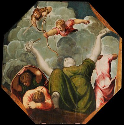 Apollo a Diana trestající Niobe zabitím jejích dětí, asi 1541. od Jacopo Robusti Tintoretto