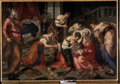 La nativite de Saint Jean Baptiste (Narození svatého Jana Křtitele). Obraz od Tintoretta (Jacopo Robusti zvaný Tintoretto od Jacopo Robusti Tintoretto