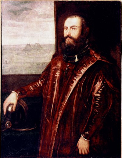 Portrét benátského admirála od Jacopa Robustiho řekl Tintoret (Tintoretto) (1518-1594) 1570 cca. Slunce. 127x99 cm Florencie, Galleria degli Uffizi (kanceláře) od Jacopo Robusti Tintoretto