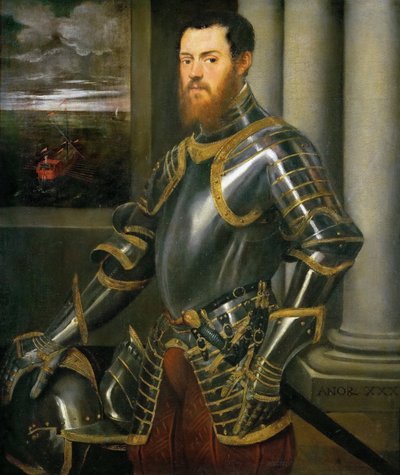 Portrét muže ve zlatém zdobeném brnění, cca 1555. od Jacopo Robusti Tintoretto