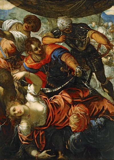 Scéna z bitvy mezi Turky a křesťany... (malba na plátně) od Jacopo Robusti Tintoretto