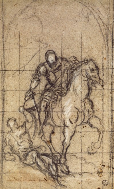 Studie pro San Martino od Jacopa Robustiho známého jako Tintoretto (1519-1594), kresba od Jacopo Robusti Tintoretto