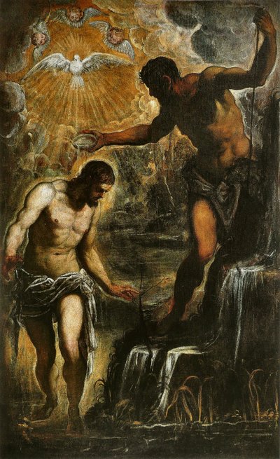 Křest Krista, kolem roku 1589 od Jacopo Robusti Tintoretto