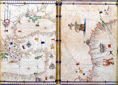 Damašek a Jeruzalém, detail z geografických map od Jacopo Russo