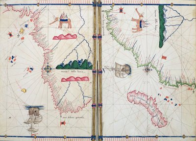 Ms Ital 550.0.3.15 fol.4v-5r Mapa Afriky a mysu Dobré naděje z "Carte Geografiche". od Jacopo Russo