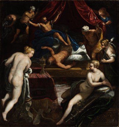 Herkules vyhání fauna z Omfalina lože od Jacopo Tintoretto