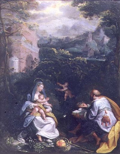 Odpočinek při letu do Egypta (panel) od Jacopo Zucchi