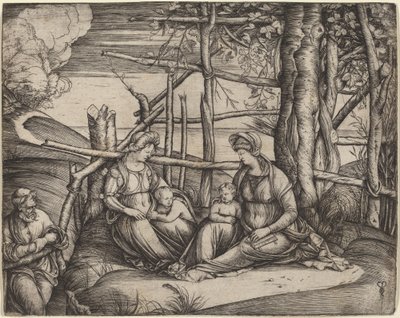 Svatá rodina se svatou Alžbětou a svatým Janem Křtitelem, c. 14991501. od Jacopo de Barbari