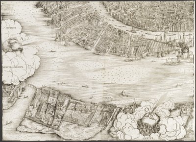 Pohled na Benátky [levý dolní blok], 1500. od Jacopo de Barbari