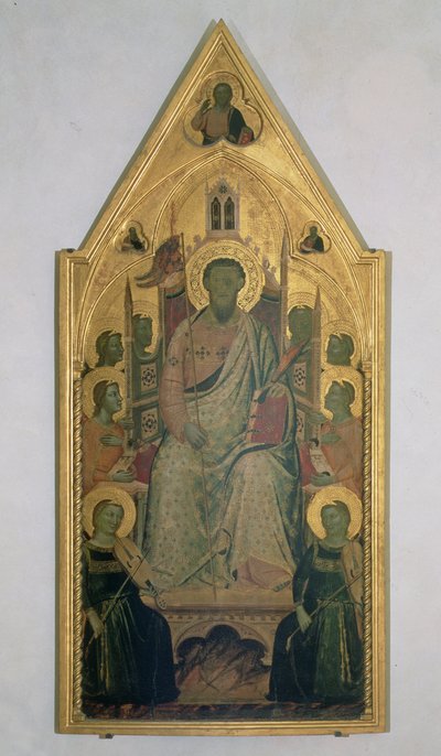 Sv. Bartoloměj na trůnu s anděly (tempera na panelu) od Jacopo del Casentino