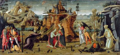 Krajina s biblickými výjevy a legendami o svatých od Jacopo del Sellaio