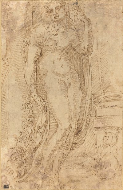 Alegorická postava s kočkou a prasetem od Jacopo di Giovanni