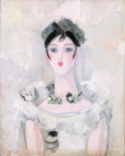 Portrét mladé ženy s krajkovým živůtkem, cca 1925-6 (olej na plátně) od Jacqueline Marval