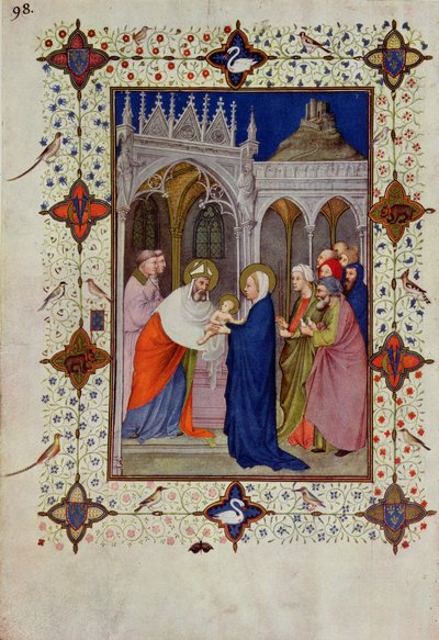 MS 11060-11061 Hodiny Notre Dame: Žádné, Prezentace v chrámu, z „Tres Riches Heures du Duc de Berry“ od Jacquemart de Hesdin