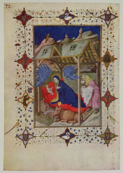 MS 11060-11061 Hours of Notre Dame: Prime, The Birth of Christ, from „Tres Riches Heures du Duc de Berry“ (259702 pro podrobnosti) od Jacquemart de Hesdin