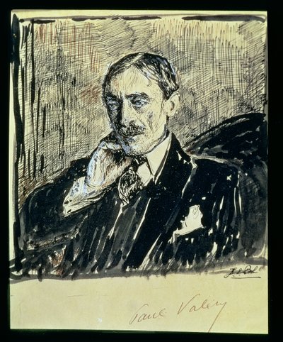 Portrét francouzského spisovatele Paula Ambroise Valeryho (1871-1945) (tuš na papíře) od Jacques-Emile Blanche