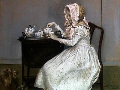 Tea-Time (pastel na papíře) od Jacques-Emile Blanche