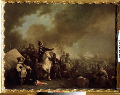 "Vojenský tábor během obležení"" (Vojenský tábor během obléhání) Obraz od Jacquese Courtoise dit le Bourguignon (1621-1676) Státní skanzen Carskoje Selo ze 17. století, Petrohrad od Jacques Courtois