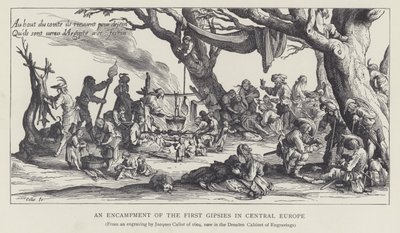 Tábořiště prvních Romů ve střední Evropě (litho) od Jacques (after) Callot