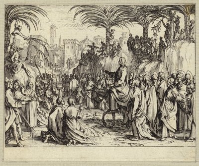 Ježíš Kristus vstoupil do Jeruzaléma (rytina) od Jacques (after) Callot